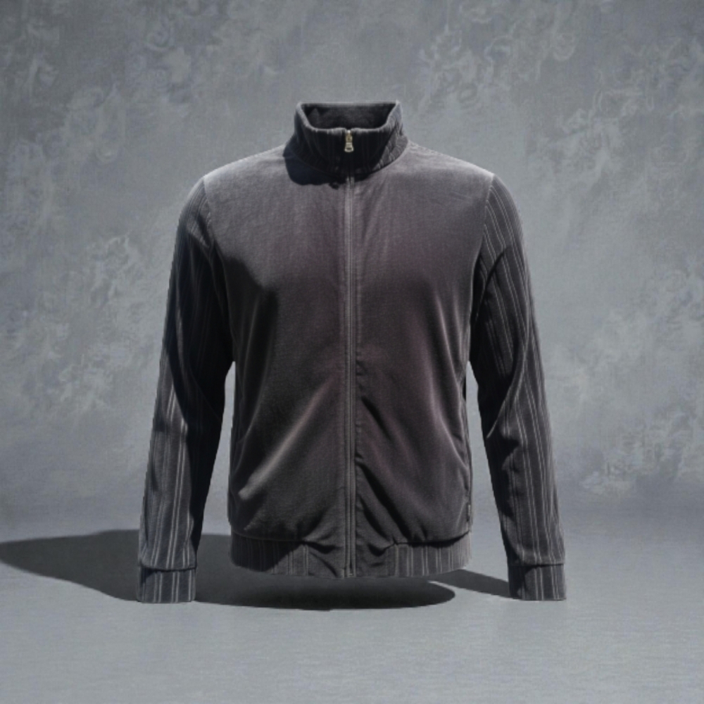 Hugo Boss Charcoal Velour Zip-Up Jacket